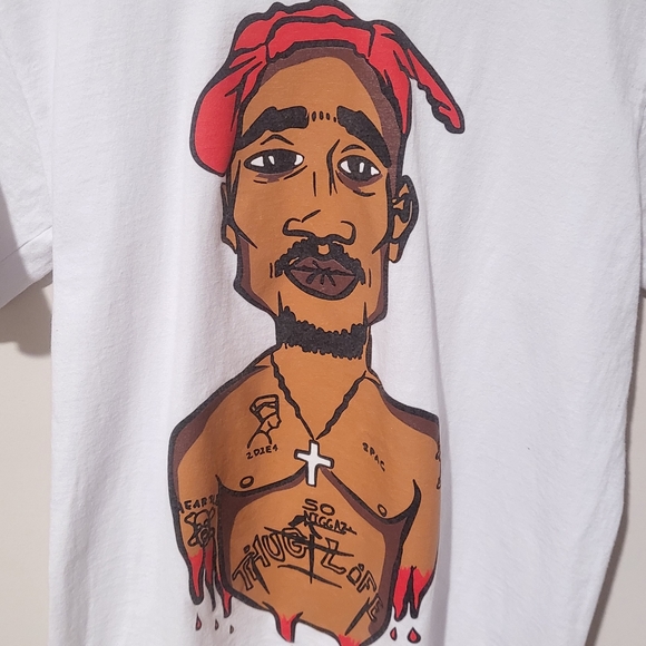 Million Dolla Motive Streetwear “Tupac Shakur” Caracture T-Shirt Size Small - Picture 3 of 5